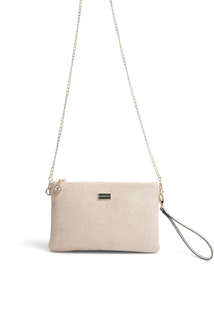 Silver Polo Bej - Kum Süet Kadın Portföy ve Clutch El Çantası SP1250