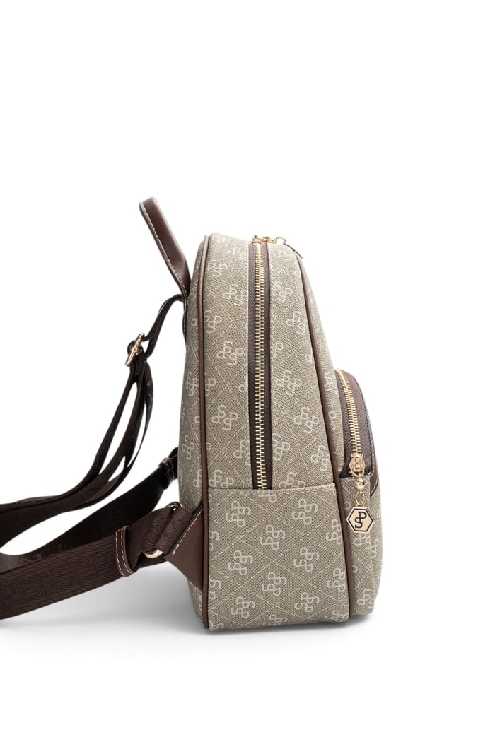 Silver Polo Y.Yeşil - Kahve Monogram Kadın Sırt Çantası SP945