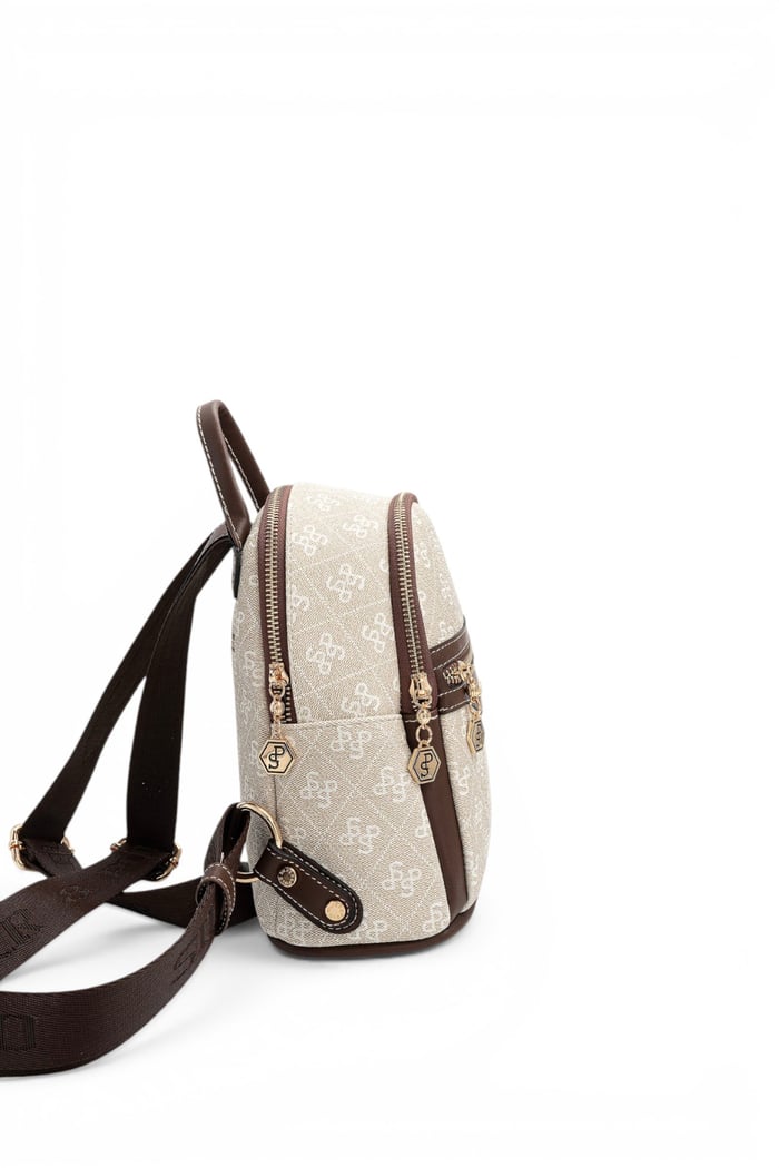 Silver Polo Taş - Kahve Monogram Kadın Sırt Çantası SP983