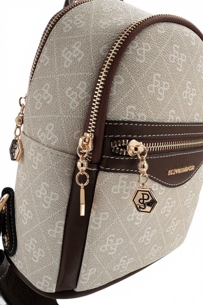 Silver Polo Taş - Kahve Monogram Kadın Sırt Çantası SP983