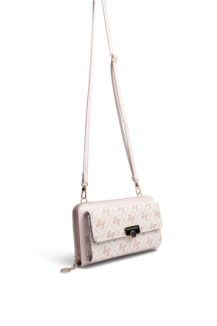 Silver Polo Pembe - Pudra Monogram Kadın Telefon Çantası SP921