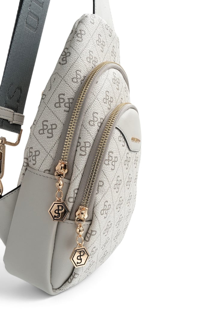 Silver Polo A.Gri - Gri Monogram Kadın Vücut Çantası SP959