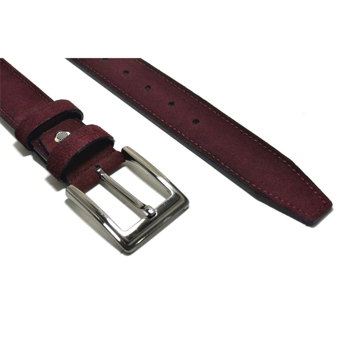 Bordeaux 4 cm Genuine Leather Suede Metal Buckle Belt Men's Fitness