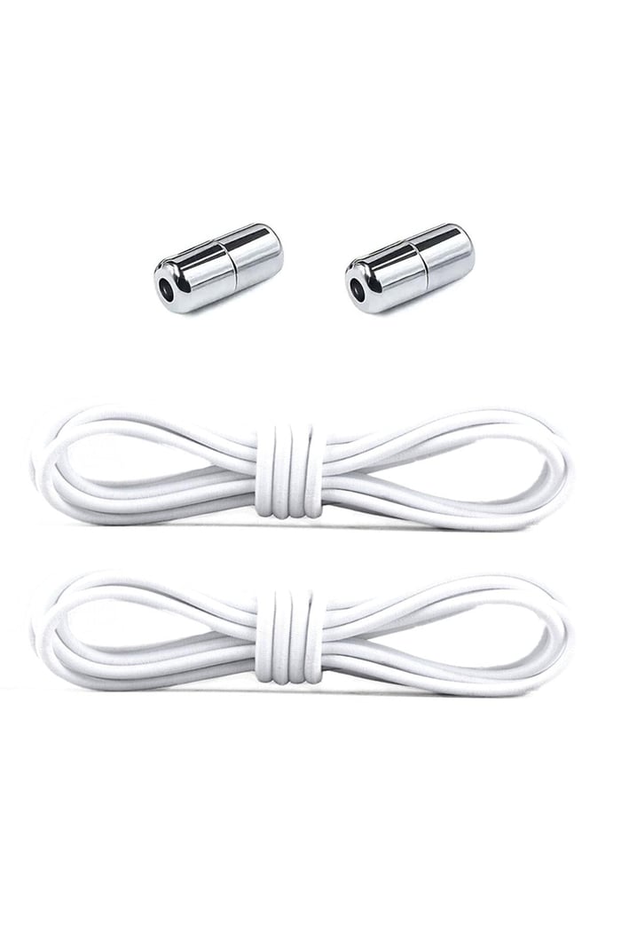 Ayarlanabilir 1 Çift Beyaz Vidalı Kapsül Uçlu Yuvarlak Lastik Pratik Bağcık BGCK-0008-B