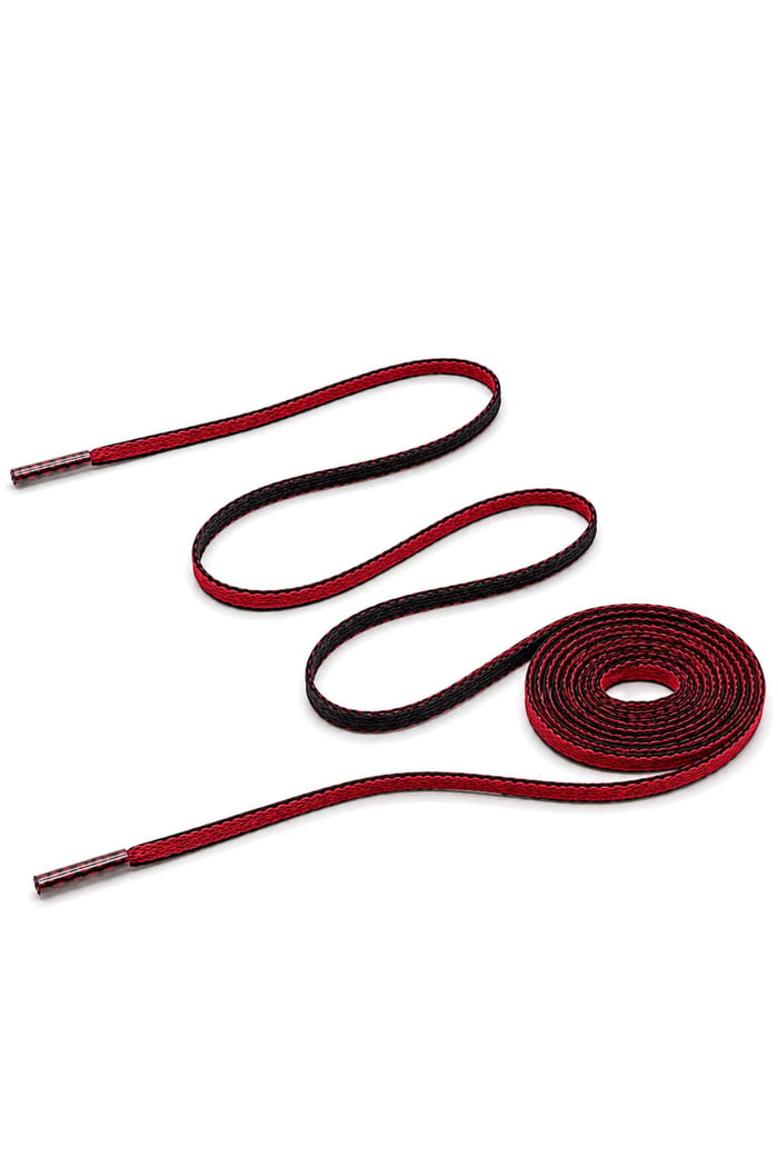 80 cm Kırmızı Siyah 5 MM Yassı Mumlu Ayakkabı Bağcığı