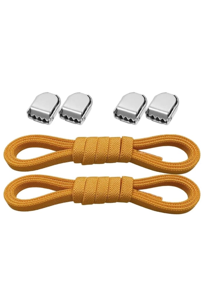 Akıllı Kilitli Ayarlanabilir 1 Çift Hardal Sarı 6 MM Lastik Pratik Bağcık