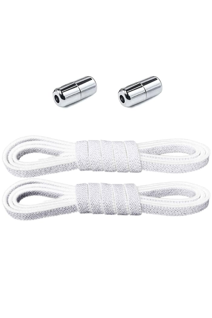 Ayarlanabilir 1 Çift Gümüş Simli Vidalı Kapsül Uçlu 6 MM Lastik Pratik Bağcık