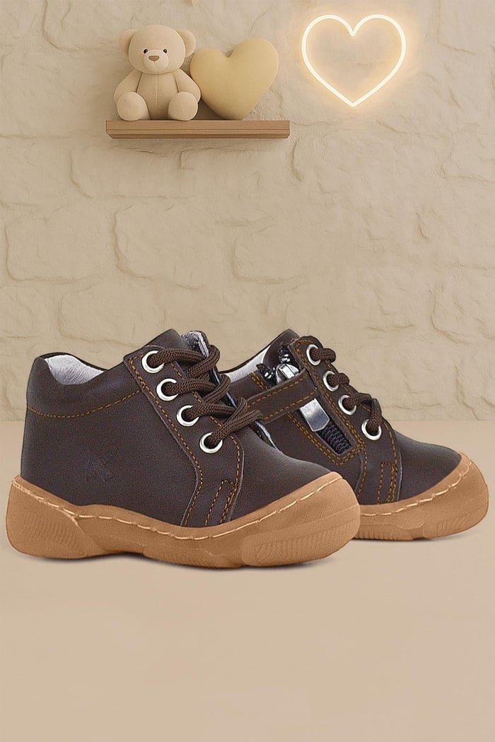 Soft Genuine Leather Zippered Brown Baby Boots