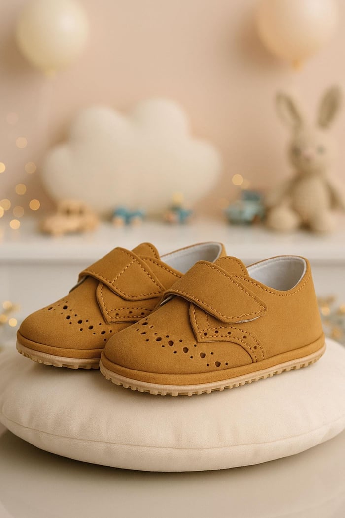 Genuine Leather Tabacc Banded Babies Shoes