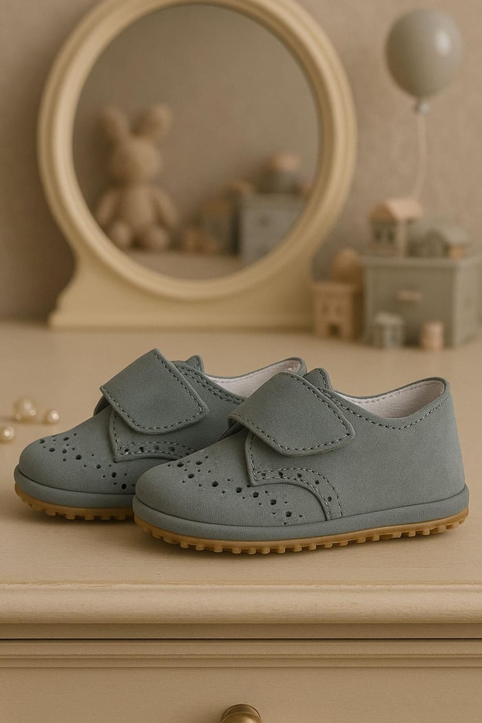 Genuine Leather Grey Banded Babies Shoes