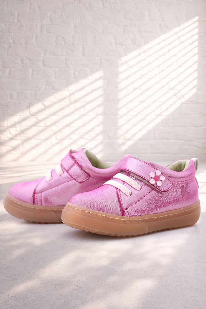 Anatomical Genuine Leather Soft Pink Floral Velcro Girls' Shoes