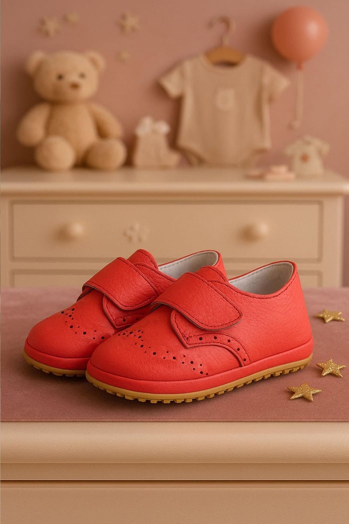 Genuine Leather Vermilion Banded Babies Shoes