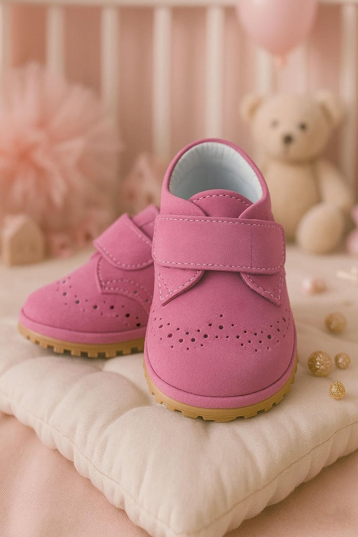 Genuine Leather Pink Banded Baby Shoes