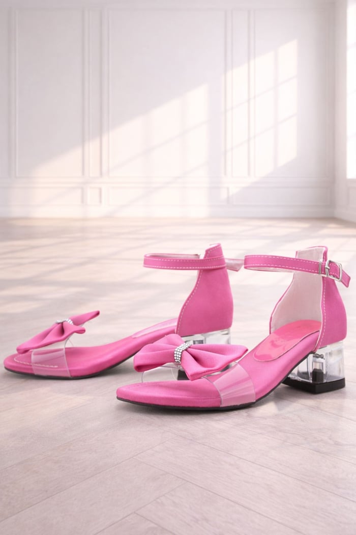 Jessie Fuchsia Satin Ribbon Girls' Heeled Shoes