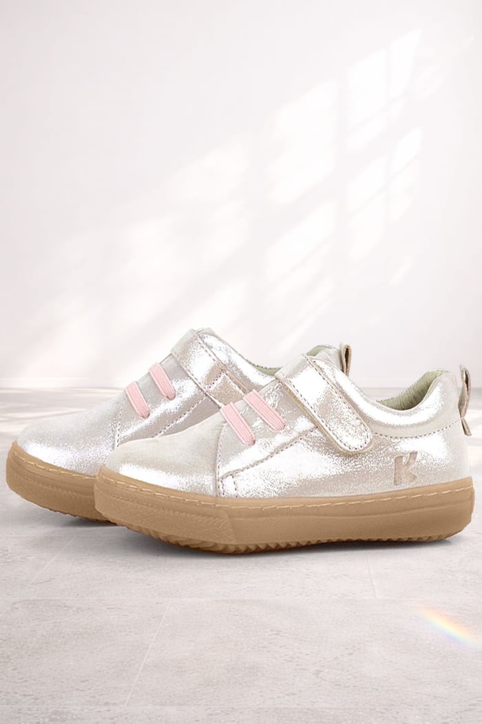 Genuine Leather Soft Pink Shiny Elastic Banded Kids Shoes