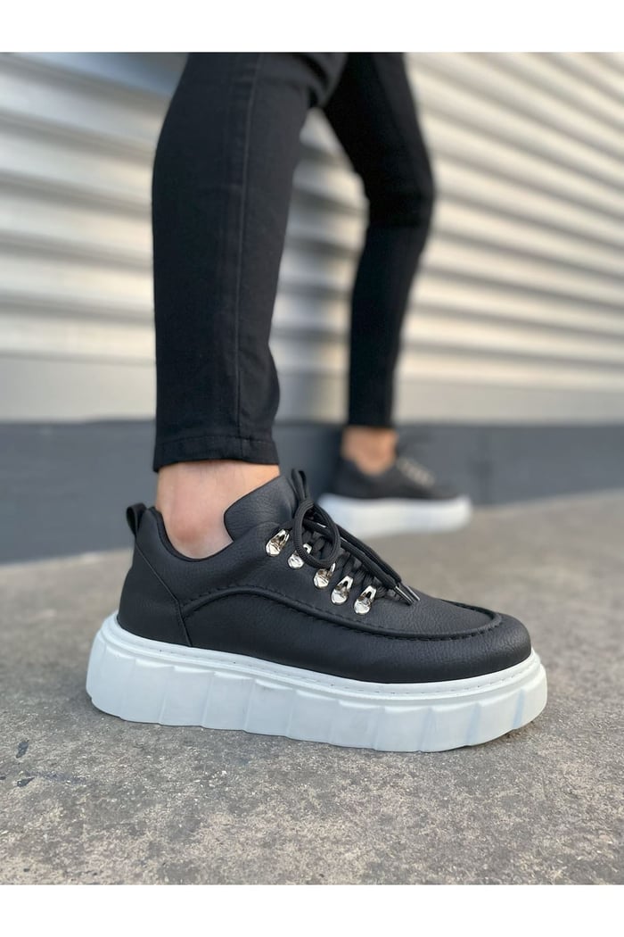 JY010 Cloud Bağcıklı Cilt Erkek Günlük Sneaker Ayakkabı CBT - Siyah