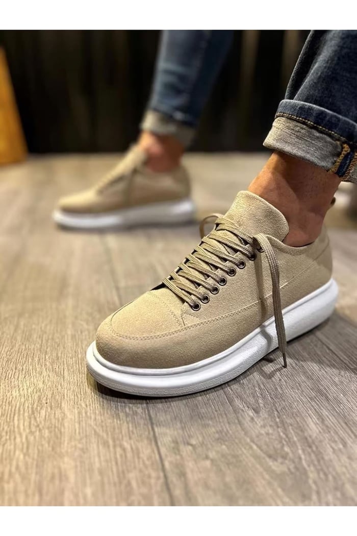 JY914 Drake Bağcıklı Süet Erkek Günlük Sneaker Ayakkabı SBT Krem