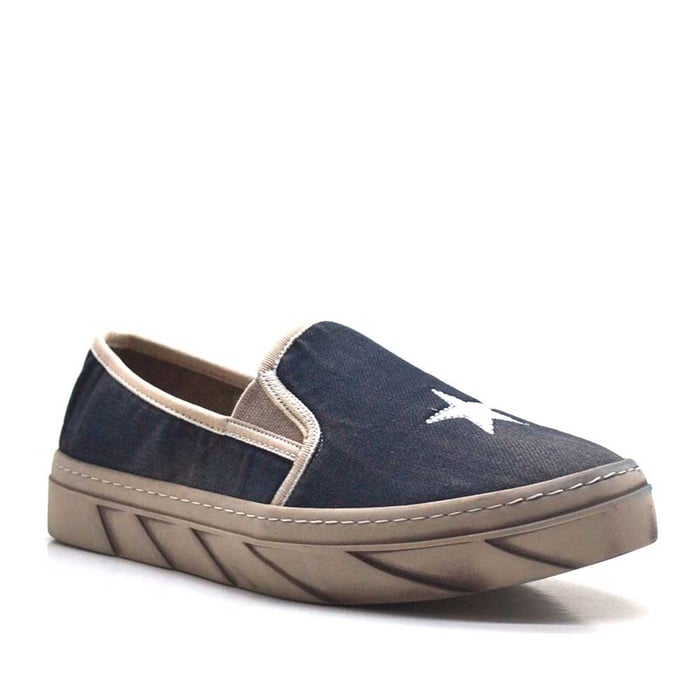 Navy Blue Starry Elastic Slip On Women's Casual Shoes