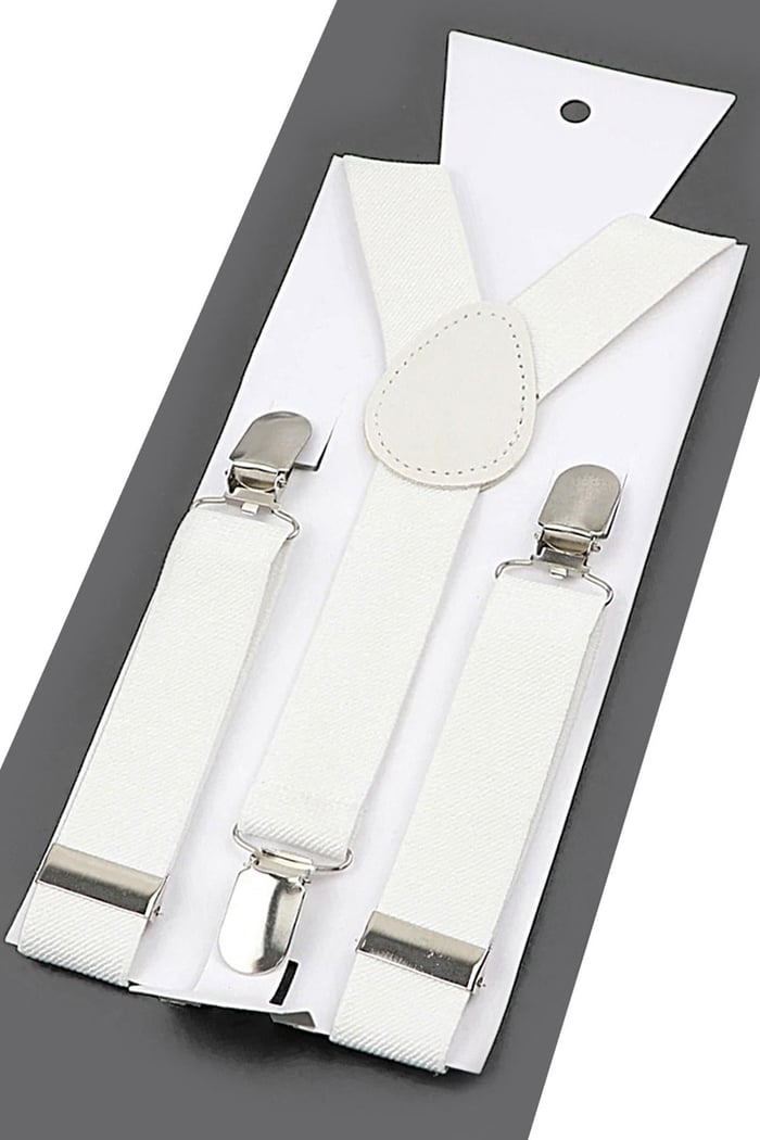 White 3 Clip On Elastic Kids' Belt Suspender