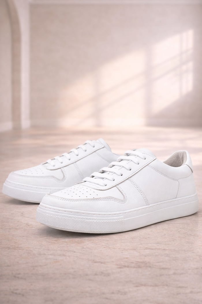 Hakiki Deri Beyaz Günlük Kadın Sneaker Ayakkabı