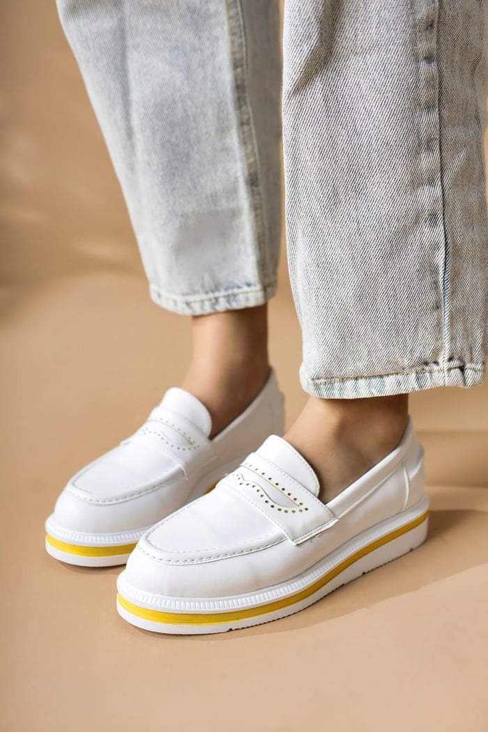 Nancy Beyaz Oxford Loafer Ayakkabı