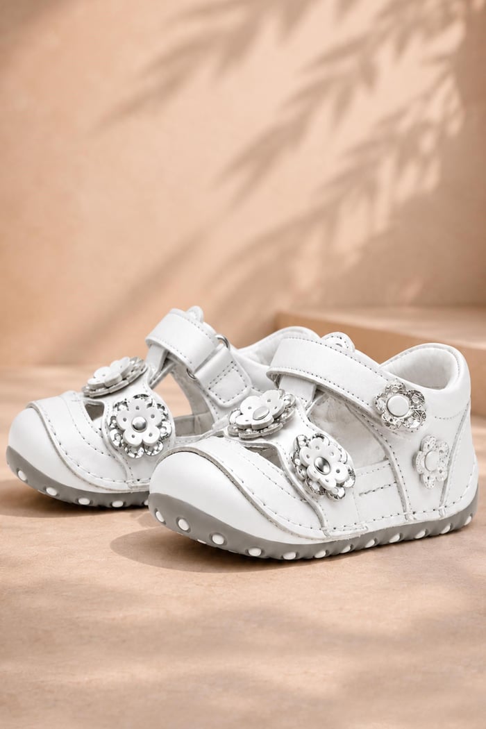 Nino Genuine Leather Silver White Anatomic Shoes Summer First Step