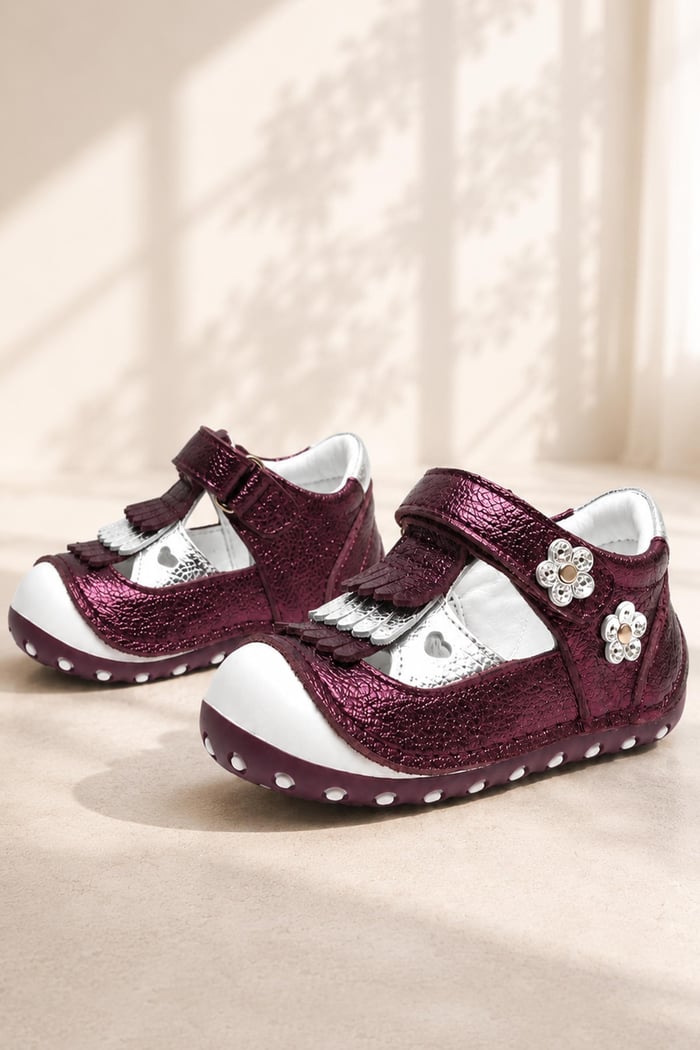 Nino Genuine Leather Tufted Bordeaux Anatomic Shoes Summer First Step