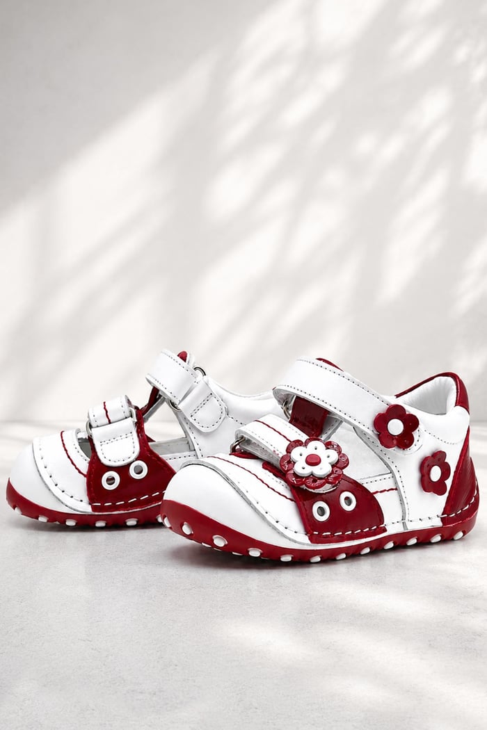 Nino Anatomic White Red Genuine Leather Shoes Summer First Step