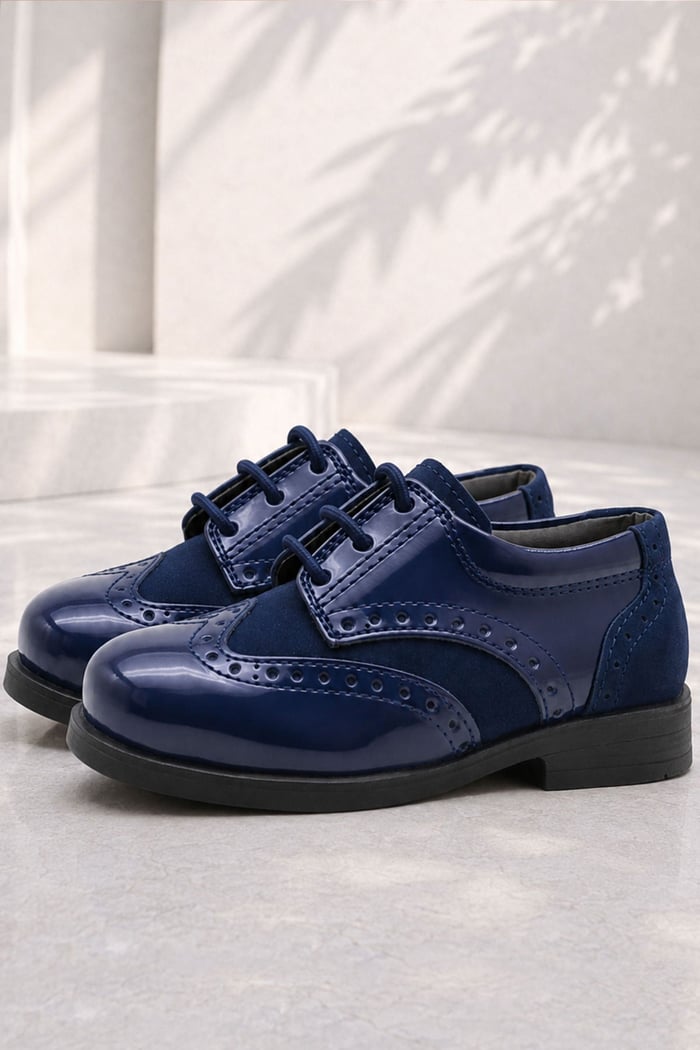 Rakerplus Titan Classic Patent Leather and Suede Baby Boy Classic Dress Shoes