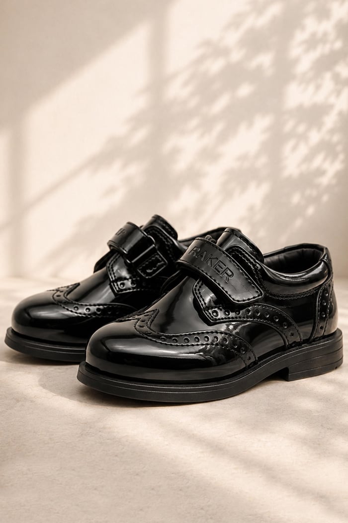 Rakerplus Titan Black Patent Leather Velcro Baby Boy Shoes