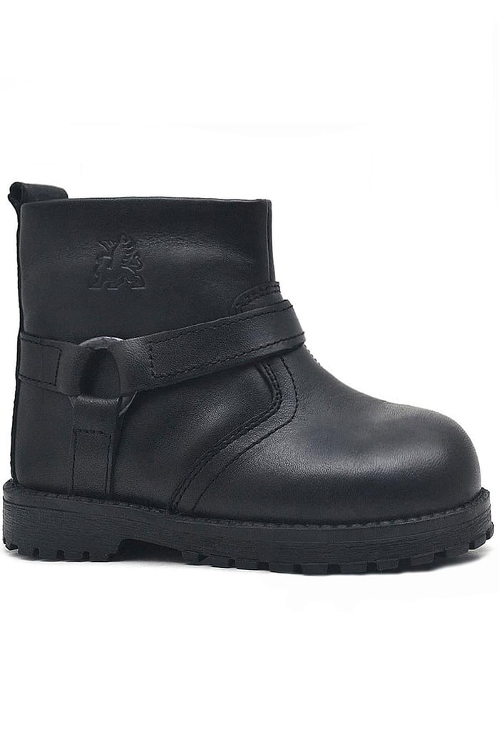 Rakerplus Zippered Genuine Leather Furry Chiron Baby Boy Booties