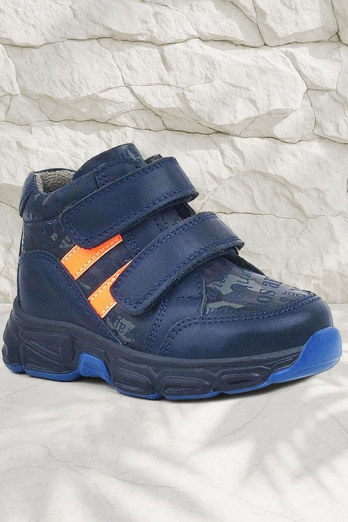Rakerplus Genuine Leather Navy Blue Orange Babies Sports Boots Shoes