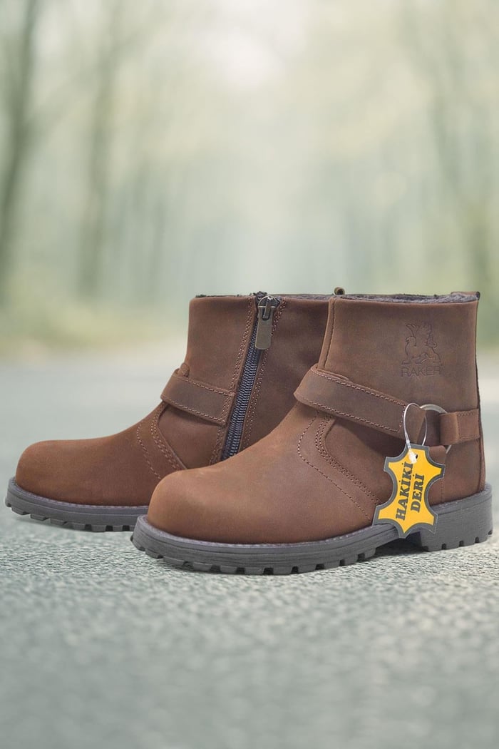 Rakerplus Zippered Genuine Leather Chiron Cinnamon Furry Boots