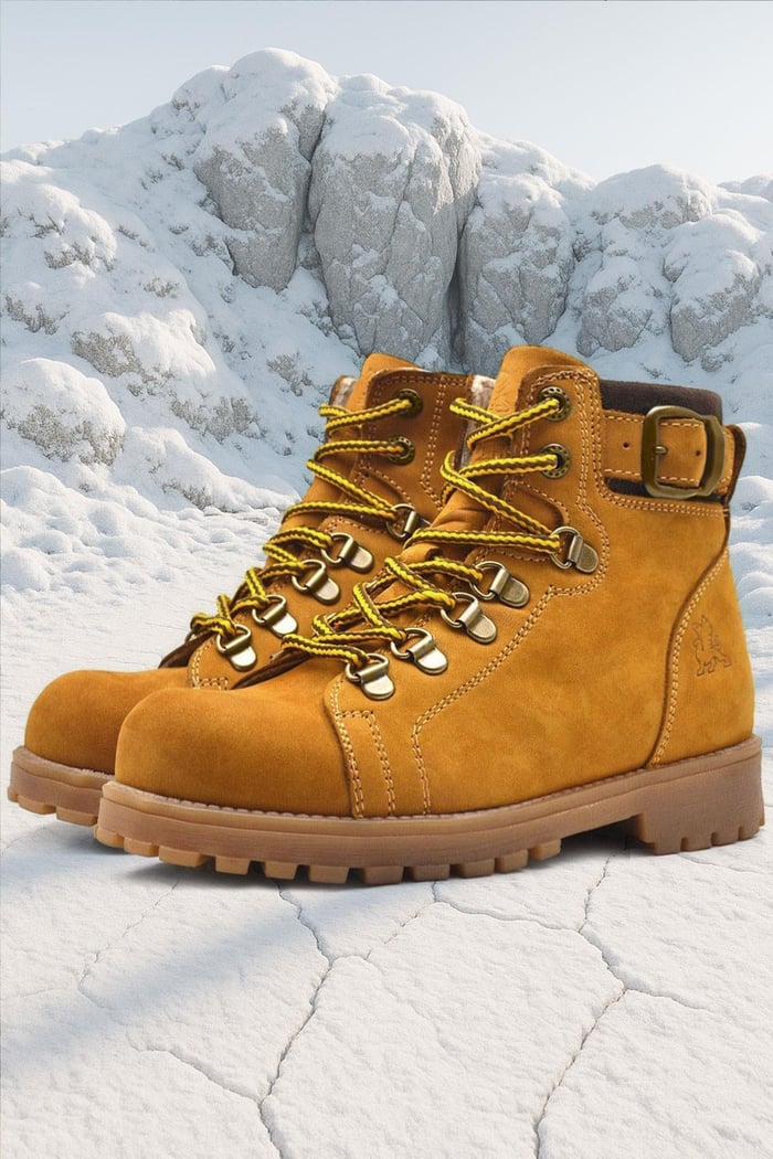 Rakerplus Griffon Genuine Leather Yellow Children's Zippered And Fury Boots