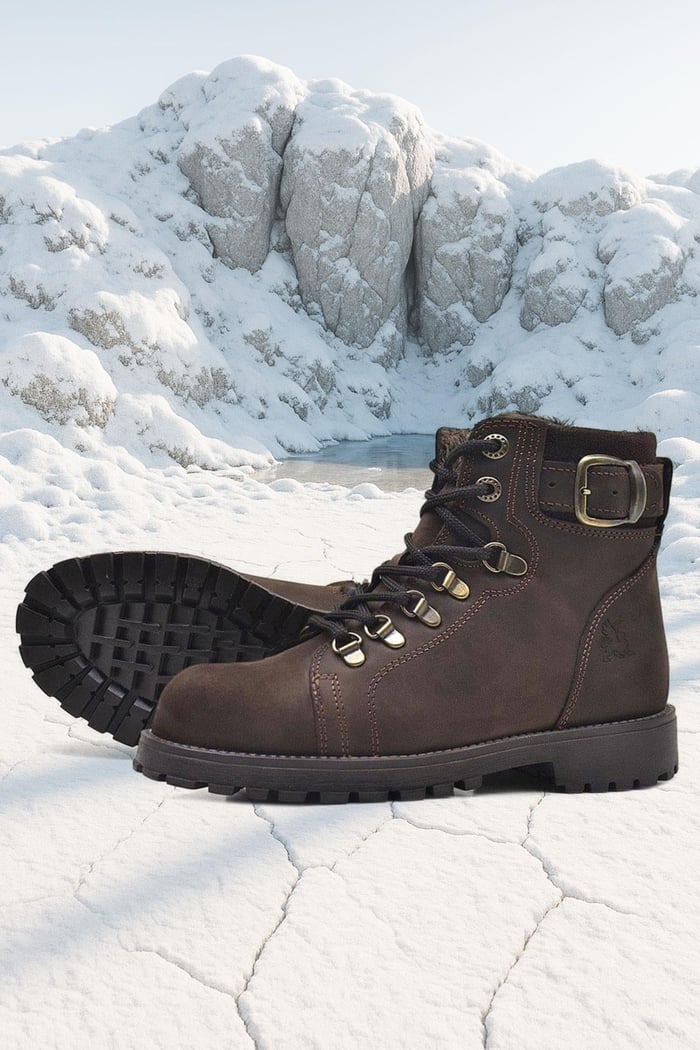 Rakerplus Griffon Genuine Leather Zipper Dark Brown Winter Teenager Boots