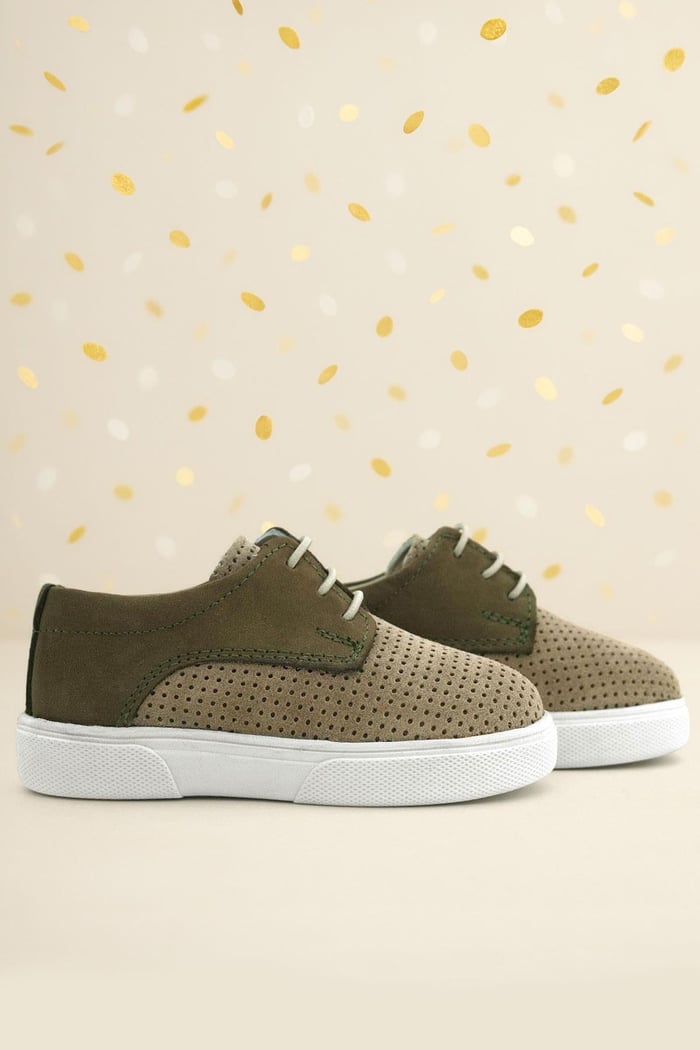 Rakerplus Genuine Leather Mink Khaki Elastic Boy's Casual Shoes