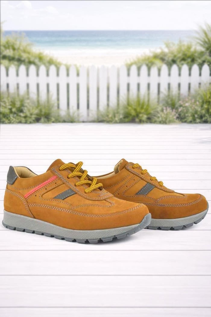 Rakerplus Yellow Genuine Leather Boy's Sports School Shoe Lace Up