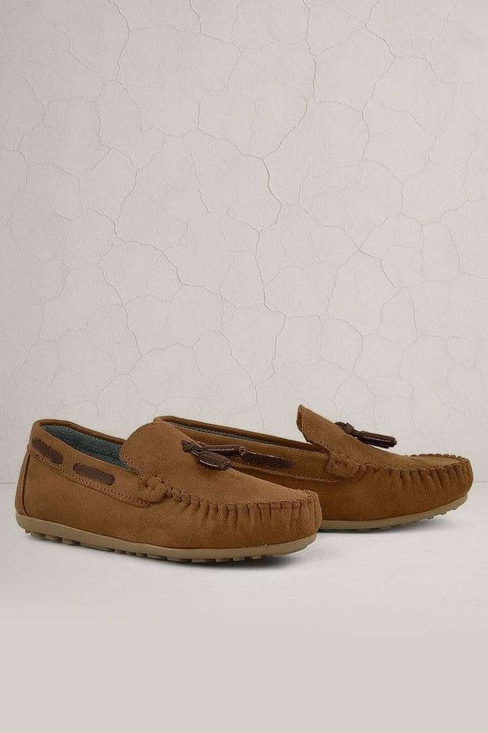 Rakerplus Tan Color Brown Boys Loafers with Velcro
