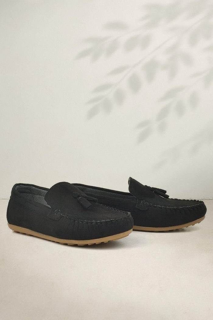 Rakerplus Black Suede Boys Kids Loafer Shoes