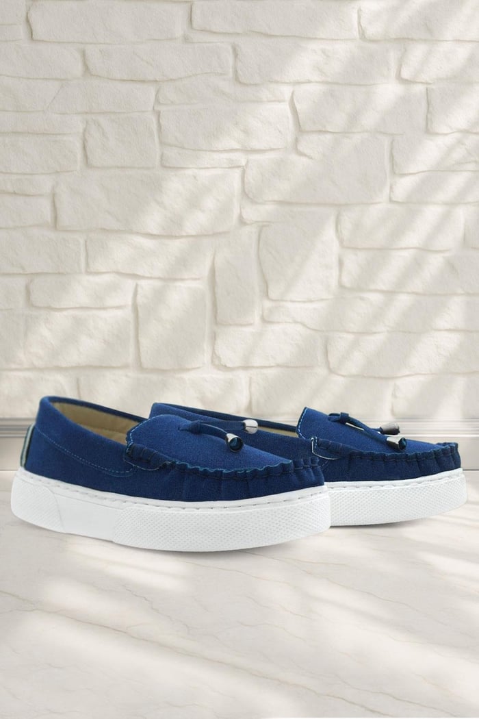 Rakerplus Saks Blue Suede Extra Lightweight Kids Loafers