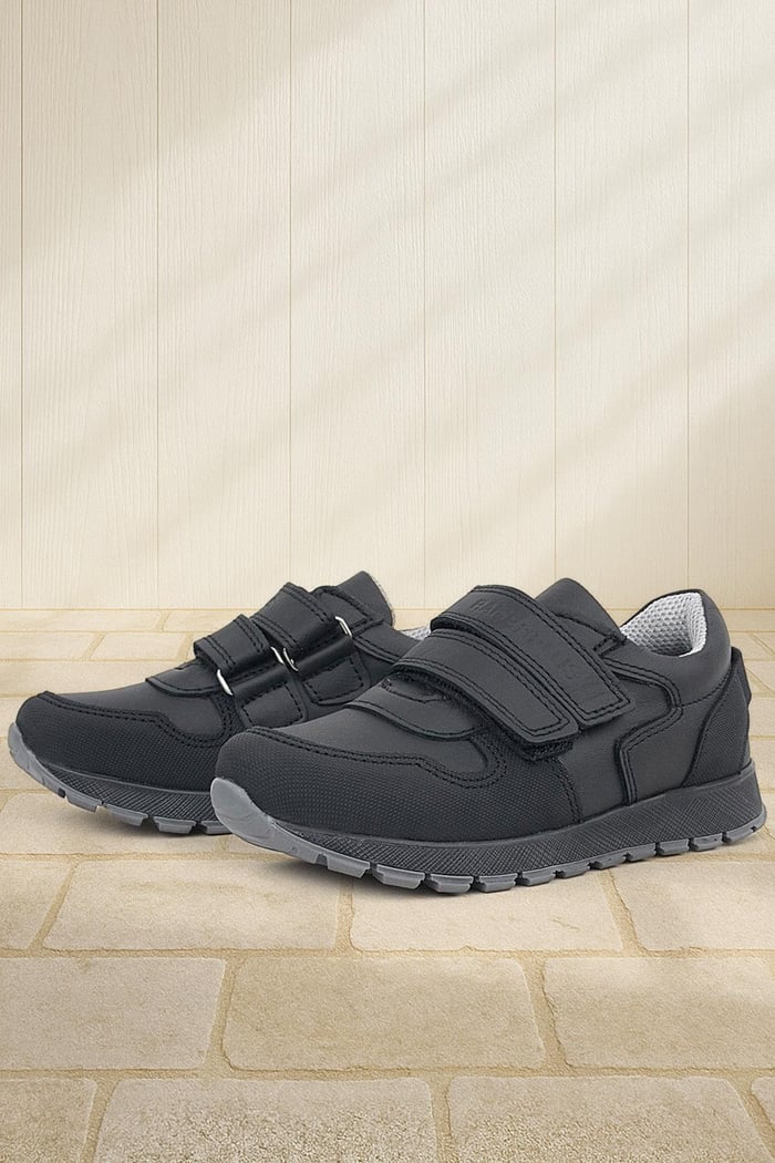 Rakerplus Genuine Leather Black Kids Sports Casual Shoes