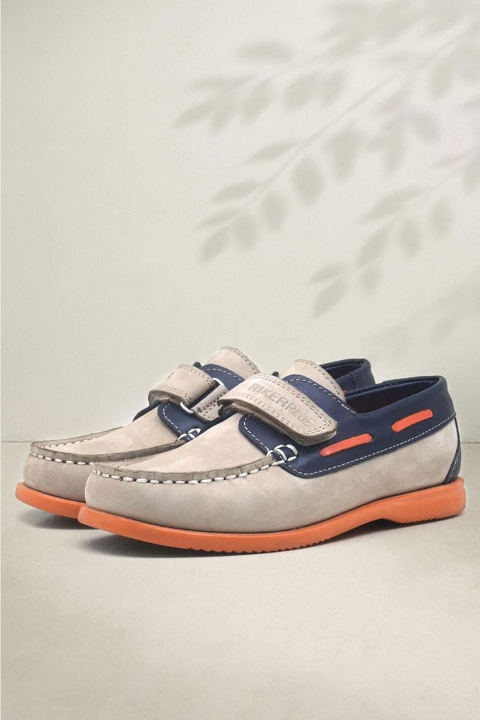 Rakerplus Simurg Genuine Leather Navy Blue Sand Color Boys' Shoes