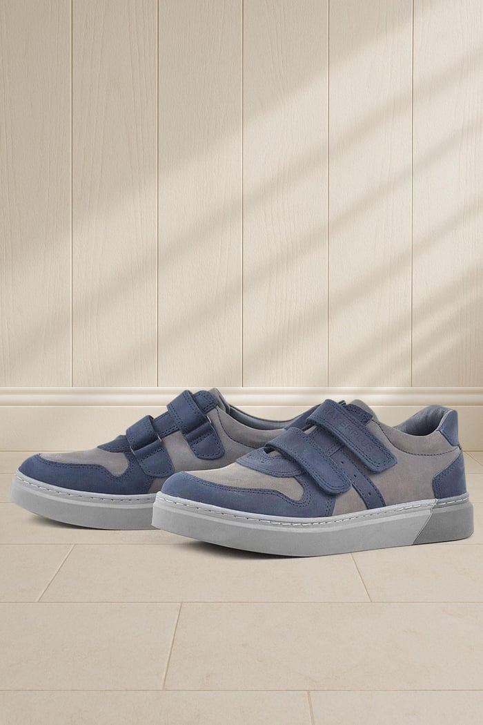 Rakerplus Genuine Leaher Khaki Green Navy Blue Kids Boys Sneaker
