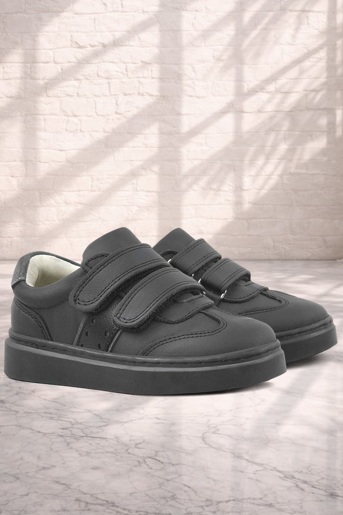 Rakerplus Genuine Leather Black Kids Sport Shoes Sneakers