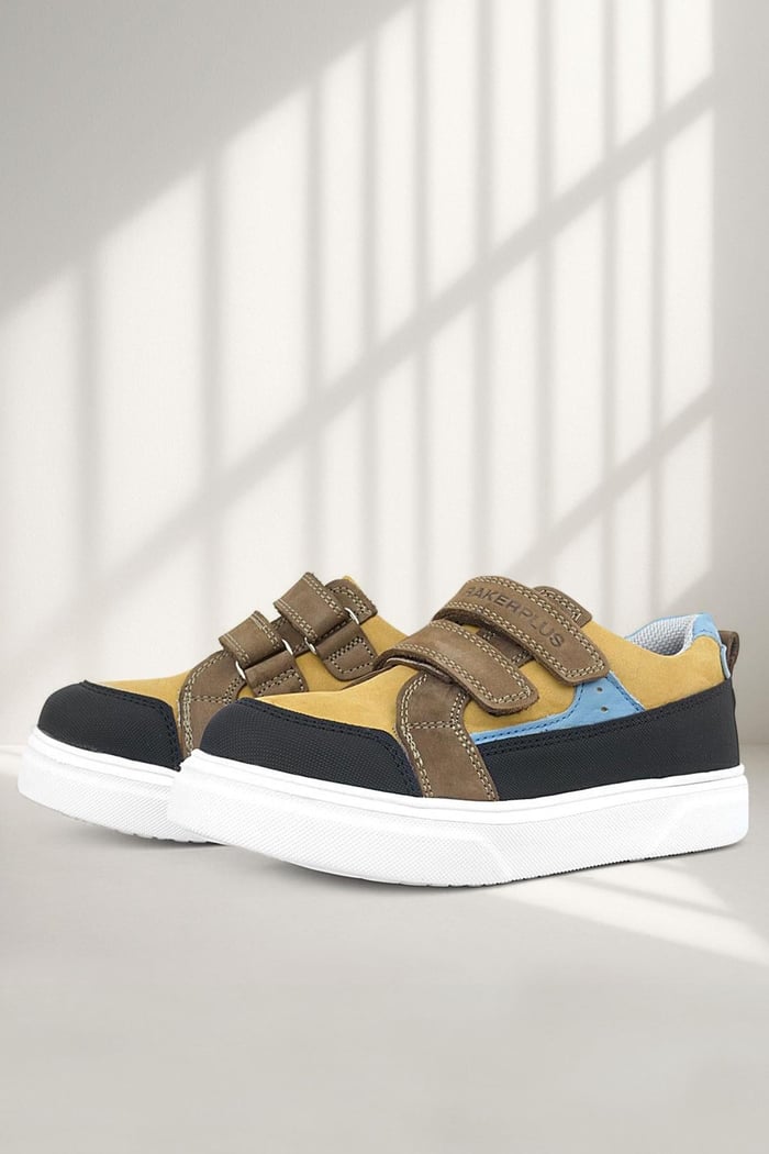 Rakerplus Genuine Leather Tabac High Sole Velcro Kids Casual Sports Shoes