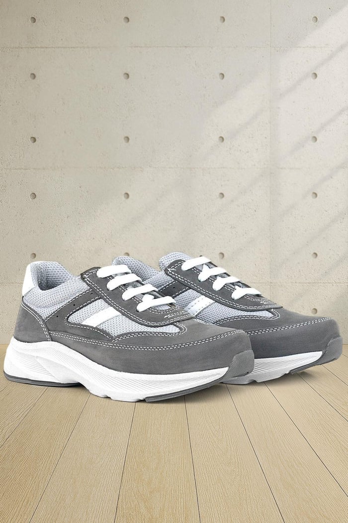 Rakerplus Genuine Leather Grey Laced Up Extra Light Boys Sports Shoes