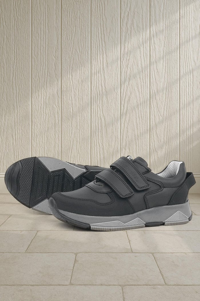 Rakerplus Black Genuine Leather Sportts School Shoes For Kids