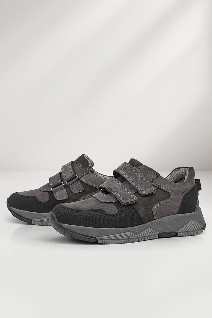 Rakerplus Genuine Leather Gray Kids Sneakers Sports Shoes