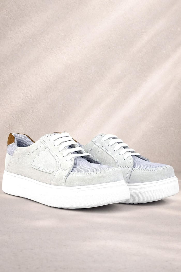 Rakerplus Genuine Leather Grey Laced Up Kids School Shoes