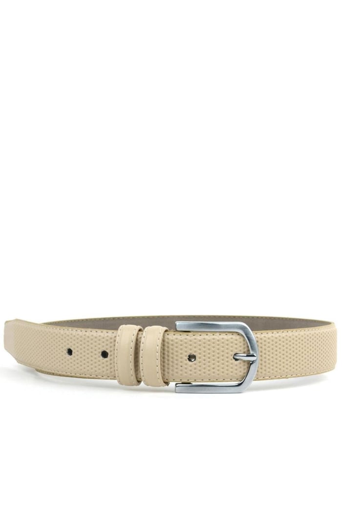 Cream Classic Metal Buckled Rougan Boys Belts